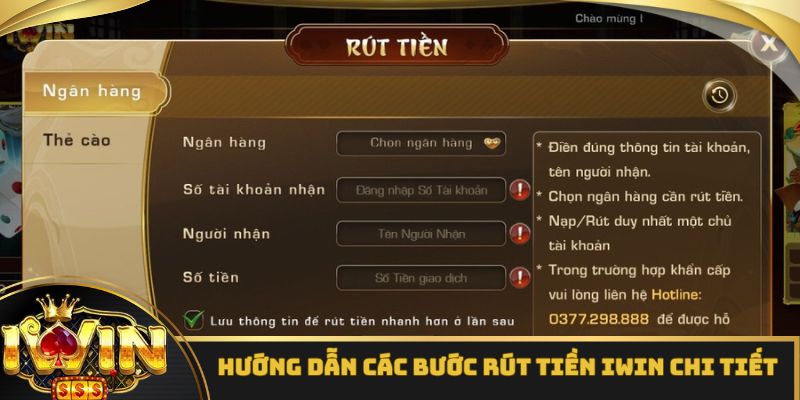 Hướng dẫn thành viên thực hiện giao dịch rút tiền iWin nhanh chóng